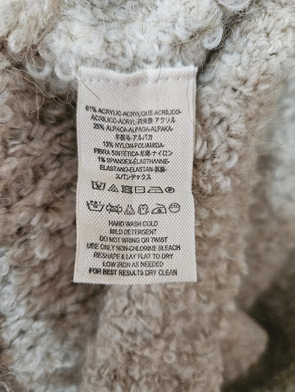 Free People Boucle Cardi Sweater Alpaca Blend S Beige Cozycore Cottagecore - Picture 15 of 15